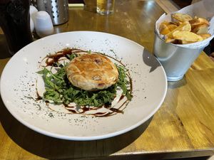 Beetroot and sweet potato wellington, the chips defeated me   at Valentines Restaurant in Barnard Castle