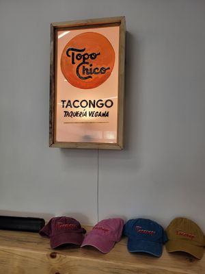 Sign and hats at Tacongo in Tijuana