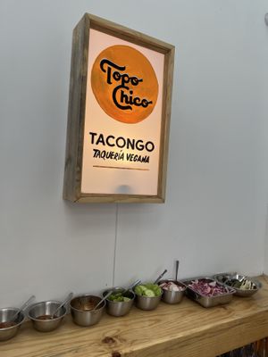 Inside. You can add cucumber and other fixings to your plate! #Veganuary at Tacongo in Tijuana