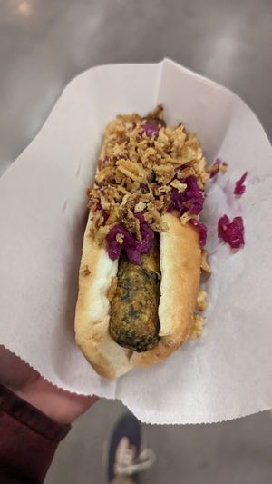 Veggie dog, $1.15 at IKEA Restaurant in Brooklyn