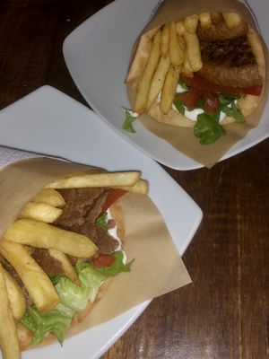 Pitta vegan meatless and pitta vegan burger   at Pita Fan in Rhodes