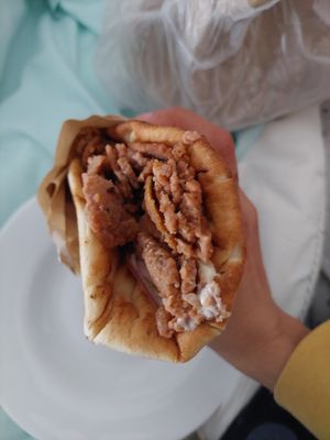 Vegan gyros with vegan mayo at Pita Fan in Rhodes