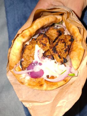 Vegan souvlaki at Pita Fan in Rhodes