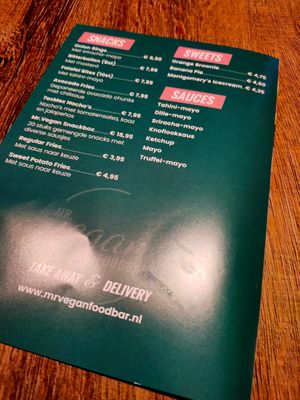 Back of menu at Mr. Vegan Foodbar in Apeldoorn