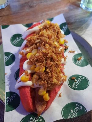 Sweet hotdog at Mr. Vegan Foodbar in Apeldoorn