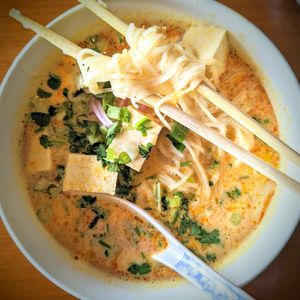 Tom Kha with Rice Noodles at Rose Garden Thai Restaurant in Vacaville