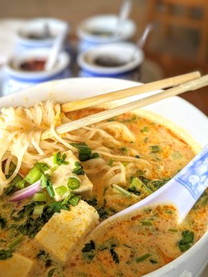 Tom Kha with Rice Noodles at Rose Garden Thai Restaurant in Vacaville