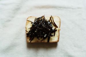 Rice bread open sandwich (Konbu “tsukudani”)  at Komeichi Bakery in Tokyo