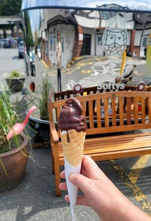 Softys Vegan Chocolate Dipped Soft Serve Waffle Ice Cream Cone - about $7 - mmmmmm!!!! at Mill Bay Softy's in Mill Bay