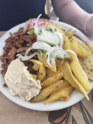 Vegan gyros plate at Kantirimi Grill House in Symi