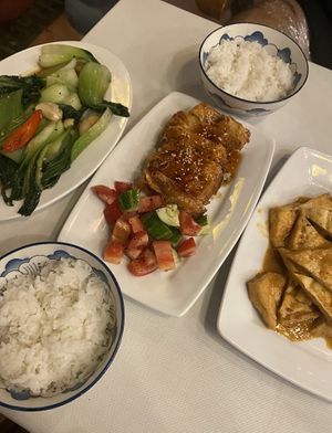 Mock duck, tofu peanut, bok choy   at Ken Vegetarian and Coffee in Hoi An