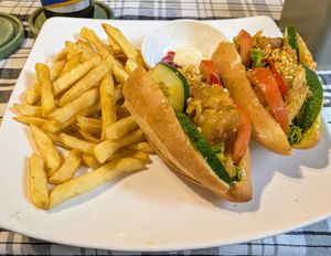 Banh Mi Vegan Pork with French Fries at Ken Vegetarian and Coffee in Hoi An
