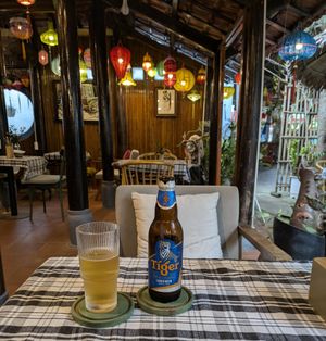 Tiger Beer at Ken Vegetarian and Coffee in Hoi An
