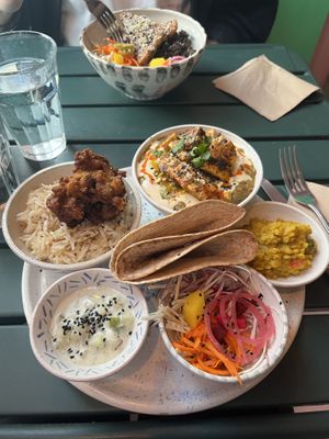 Dansak Thali with Tofu   at Tiger Eats Carrot in Brighton