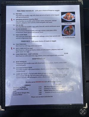 Menu   at Thai Paradise in El Dorado Hills