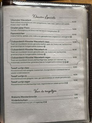 Menu  at Klooster Nieuwkerk in Goirle