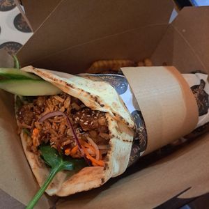 Mock chicken wrap at Salt & Pepper in Manchester