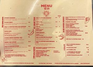 Menu at Salt & Pepper in Manchester