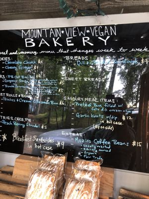 Todays menu  at Mountain View Vegan Bakery in Salt Spring Island