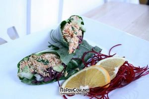 SUPERNATURAL WRAP
Collard leaf stuffed with SuperNatural Pate, avocado, sauerkraut at Cafe Supernatural in Salt Lake City