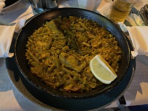Vegan paella  at El Pato in Menorca