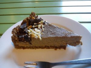 coffee vegan cake at Vegedajnia Nalanda in Wroclaw