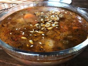 Aubergine soup  at Vegedajnia Nalanda in Wroclaw