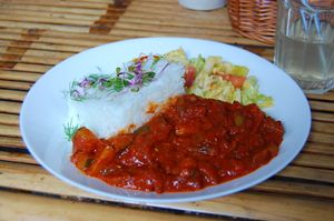 Delicious goulash at Vegedajnia Nalanda in Wroclaw