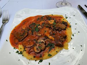 Polenta with mushrooms   at Café Cortina in Farmington Hills