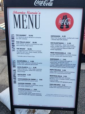 Other side of the menu, not pictured, lists vegan sides. at Mambo Nando's in Keansburg