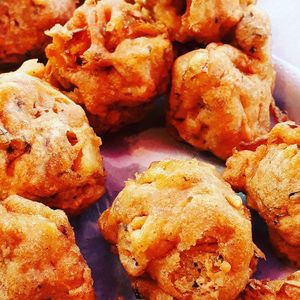 Gluten free Onions bhajies at Desi Indian Street Food - Food Stand in South East London