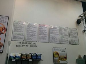 The menu on the wall at Blossom Du Jour II in New York City