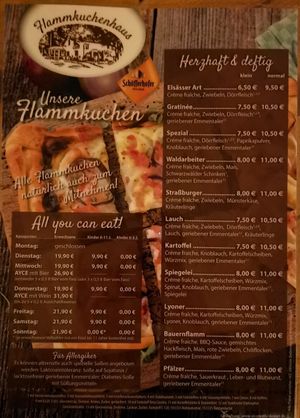 vegane Flammkuchen mit Sojasosse statt Crème fraiche at Flammkuchenhaus in Saarbrucken