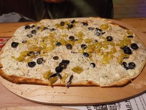 Flammkuchen Mediterran, vegan at Flammkuchenhaus in Saarbrucken