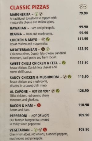 Panarottis menu. at Panarottis in Cape Town