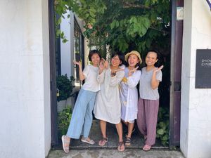 With my lovely friends in front of Chickpea   at Chickpea Eatery Thuan Chay in Hoi An