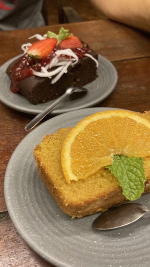 Chocolate brownie and orange cake   at Chickpea Eatery Thuan Chay in Hoi An