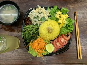 ‘Chicken’ & rice   at Chickpea Eatery Thuan Chay in Hoi An