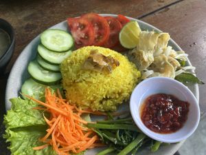 ‘Chicken’ and rice   at Chickpea Eatery Thuan Chay in Hoi An