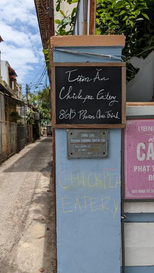 Sign on main road at Chickpea Eatery Thuan Chay in Hoi An