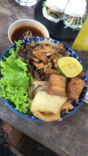 Brown noodle bowl  at Chickpea Eatery Thuan Chay in Hoi An