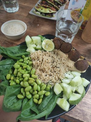 Falafel plate at Chickpea Eatery Thuan Chay in Hoi An