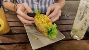 Scrambled tofu Bahn Mi at Chickpea Eatery Thuan Chay in Hoi An