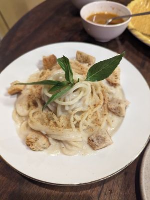 Cauliflower alfredo at Chickpea Eatery Thuan Chay in Hoi An