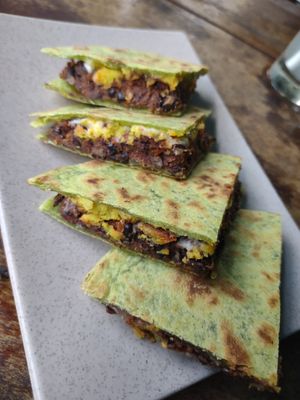 Quesadilla. Pretty good but needs a little something. Guac, sour or pico would be great at Chickpea Eatery Thuan Chay in Hoi An