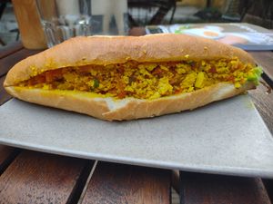 Tofu scramble Banh Mi at Chickpea Eatery Thuan Chay in Hoi An