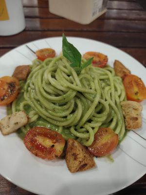 Pesto pasta 👌🏽 at Chickpea Eatery Thuan Chay in Hoi An