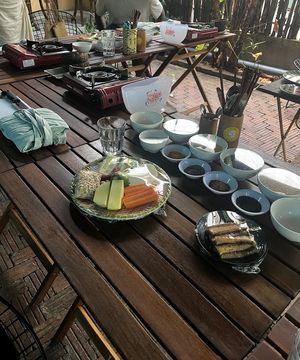Cooking stations  at Chickpea Eatery Thuan Chay in Hoi An