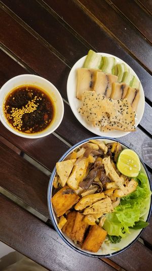 Cao lau and vegan cheese 😊 at Chickpea Eatery Thuan Chay in Hoi An