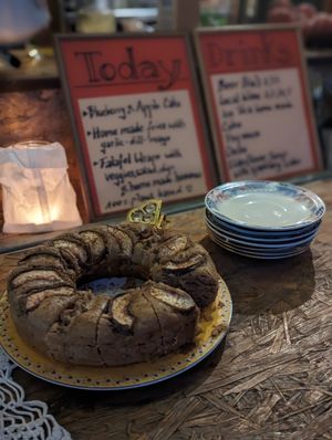 Peach cake 🍑 at Filía Laundry Shop & More in Zaharo
